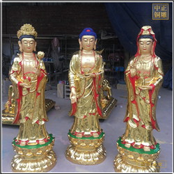 鑄銅關(guān)公 1米高西方三圣佛像