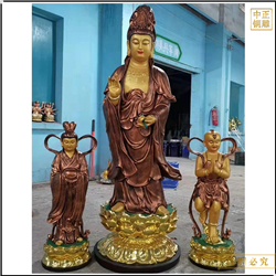 鑄銅關(guān)公 彩繪觀音菩薩銅像