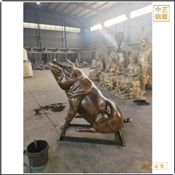 廠家鑄造小銅豬雕塑 廠家鑄造小銅豬雕塑