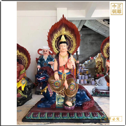 鑄銅關(guān)公 黃銅文殊普賢菩薩佛像擺件