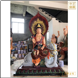 鑄銅關(guān)公 純銅鎏金文殊普賢菩薩像