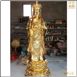 鑄銅關(guān)公 純銅貼金地藏菩薩站像