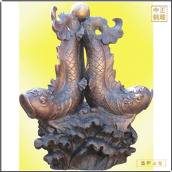 鑄銅關(guān)公 三條銅魚擺件