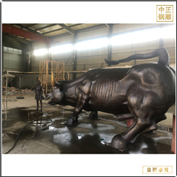 鑄銅關(guān)公 紫銅色銅牛雕塑價格