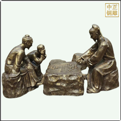 鑄銅關(guān)公 古代人物下象棋銅雕塑