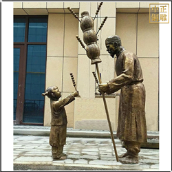 鑄銅關(guān)公 古代街邊賣(mài)糖葫蘆銅雕塑