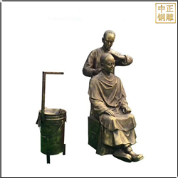 鑄銅關(guān)公 古代理發(fā)人物景觀雕塑