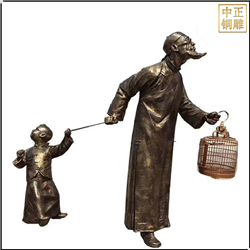 鑄銅關(guān)公 古代遛鳥(niǎo)銅雕塑