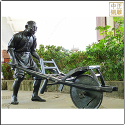 鑄銅關(guān)公 古代推車(chē)銅雕塑