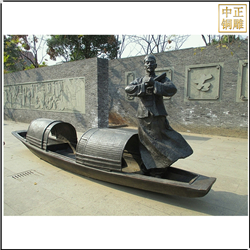 鑄銅關(guān)公 劃船人物景觀雕塑
