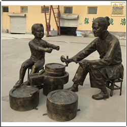 鑄銅關(guān)公 磨豆腐人物銅雕塑