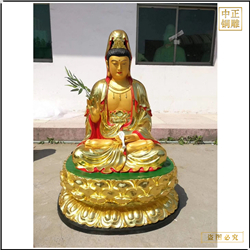 鑄銅關(guān)公 坐像貼金觀世音菩薩雕塑