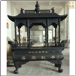鑄銅關(guān)公 方形寺廟銅香爐雕塑