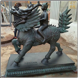 鑄銅關(guān)公 小孩騎麒麟雕塑鑄造