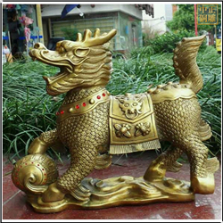 鑄銅關(guān)公 小型黃銅麒麟動(dòng)物雕塑